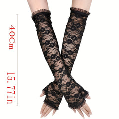 Lace Hollow Out Sleeve Long Sunscreen UV Protection Sleeve Arm Guard Fingerless