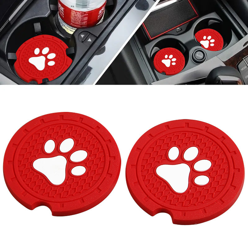 2pcs Dog Paw Car Coasters, Silicone Anti Slip Cup Holder Coasters