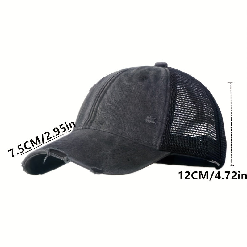 Vintage Distressed Washed Cap Mesh Board Hat for Boys Girls