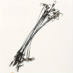 30pcs Heavy Duty Wire Leader Fishing Line with Swivels & Rings