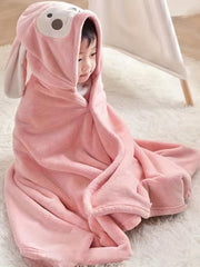 Kids Hooded Bath Towel Animal Ears Quick Drying Bathrobe
