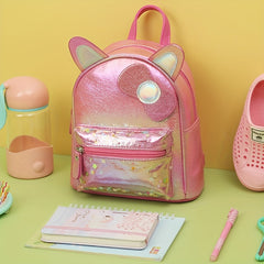 Sequin Ears Bow Backpack For Boys Girls Waterproof Lightweight Small Bag