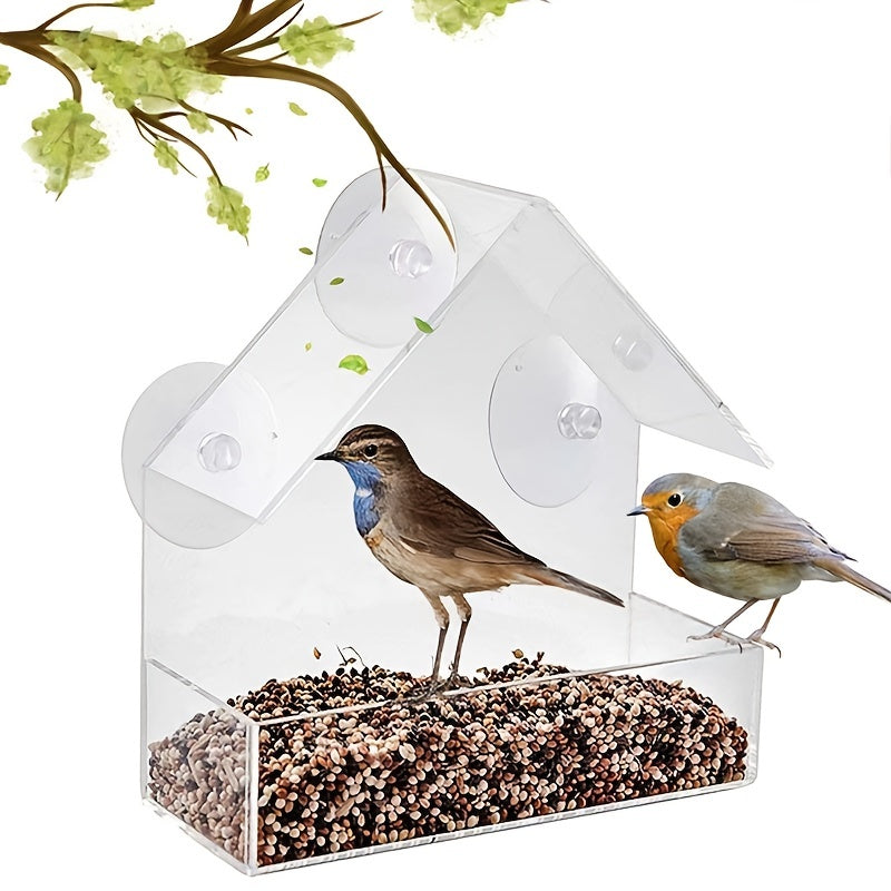 Acrylic Bird Feeders with Suction Cups - Outdoor Bird Food Bowls