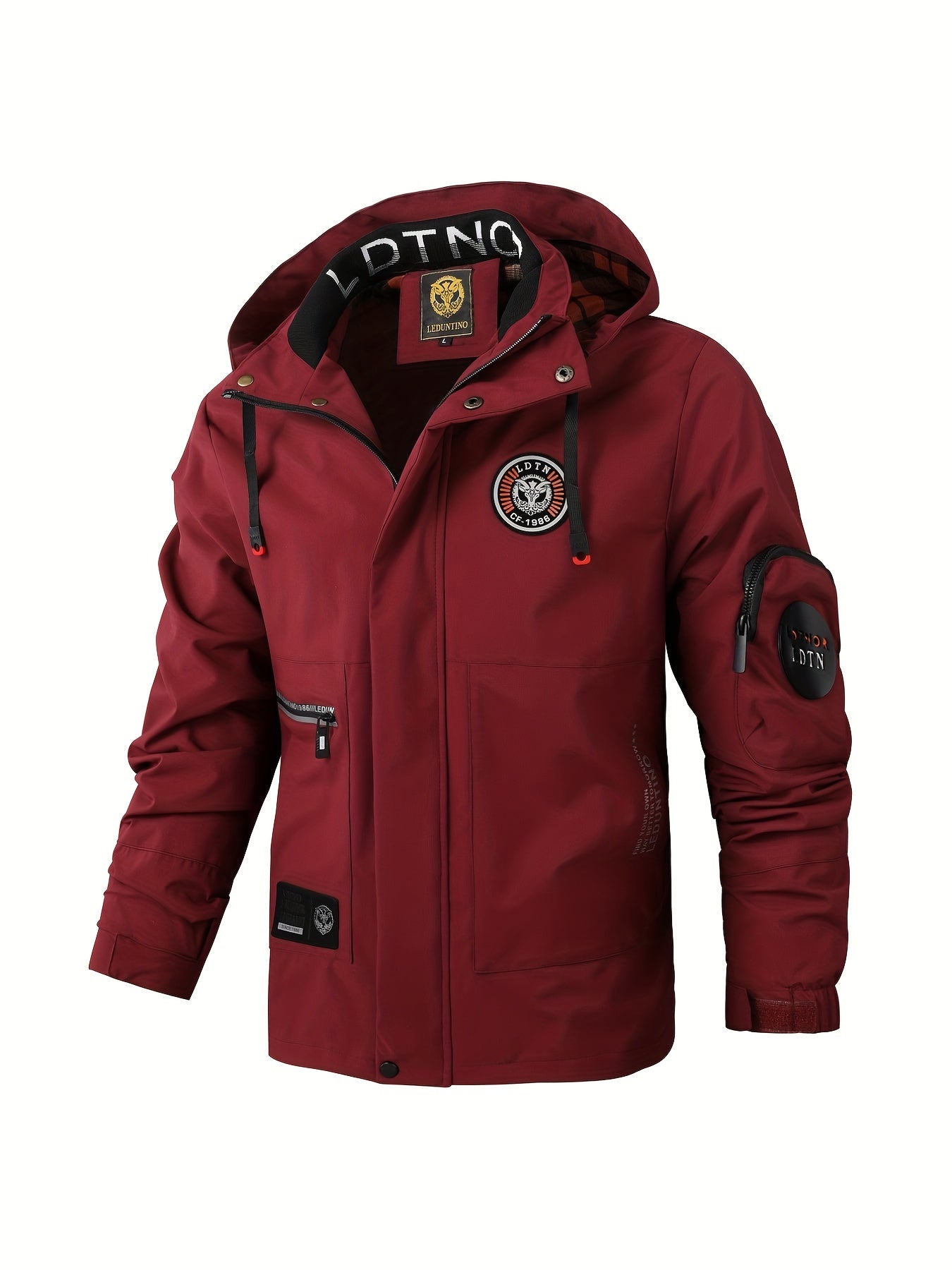 Waterproof Drawstring Hooded Jacket Men's Casual Zip Up Jacket