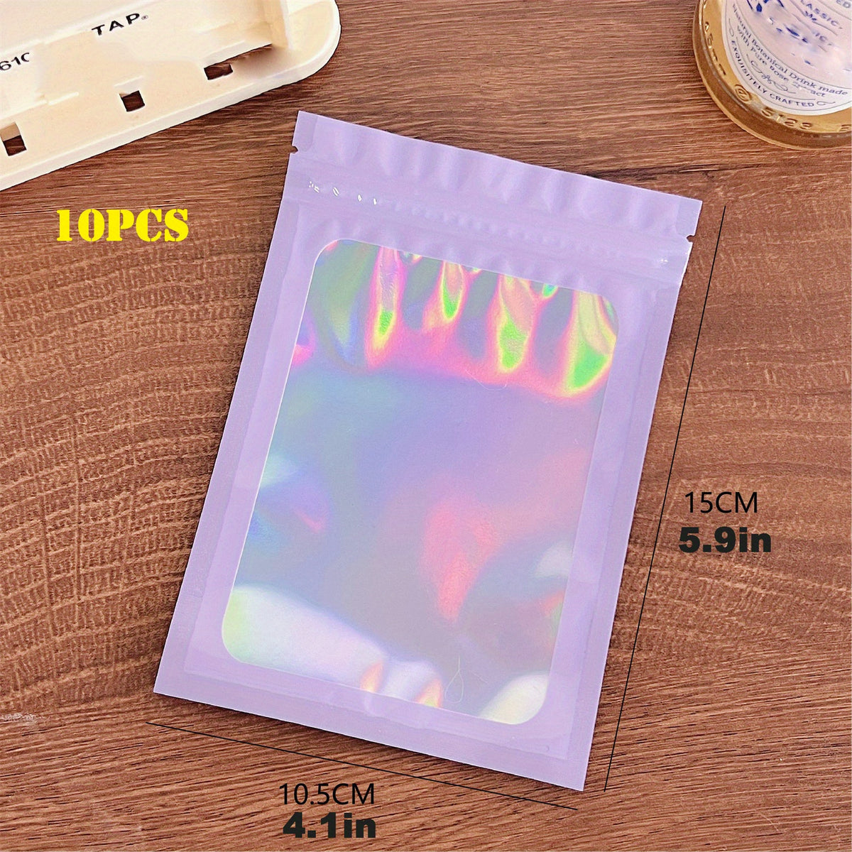 10pcs Holographic Resealable Bags for Small Business Supplies