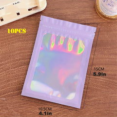 10pcs Holographic Resealable Bags for Small Business Supplies