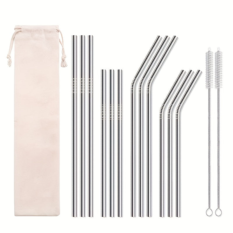 12pcs Stainless Steel Metal Straws with Cleaning Brushes for 20oz and 30oz Cups