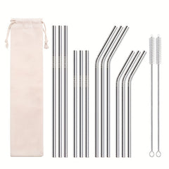 12pcs Stainless Steel Metal Straws with Cleaning Brushes for 20oz and 30oz Cups