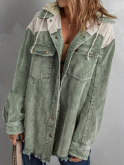 Block Hooded Jacket Casual Women's Outerwear