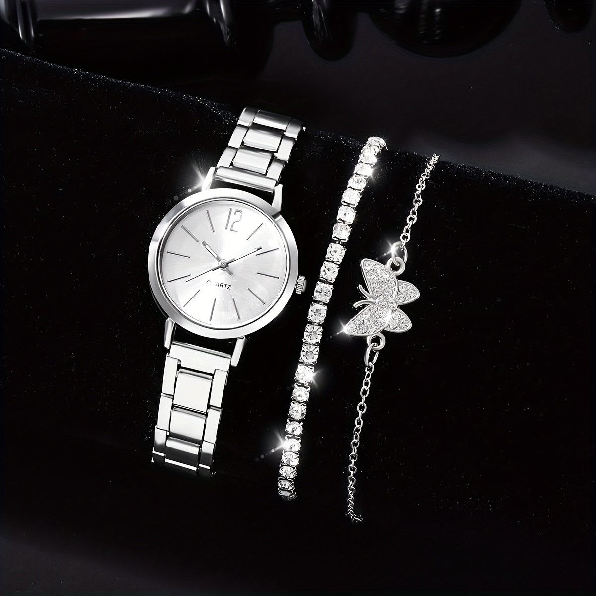 3pcs Small Fresh Digital Alloy Children Quartz Watch
