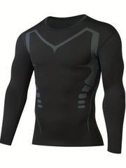 Men's Long Sleeve Compression Base Layer for Outdoor Gym Running