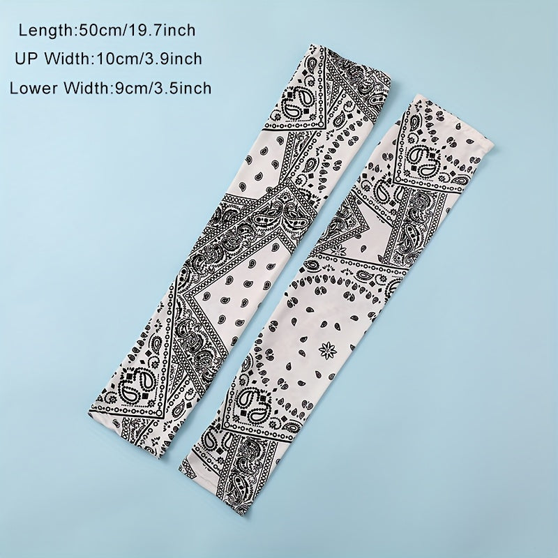 Paisley Print Ice Sleeve Gloves Breathable UV Protection Sleeves