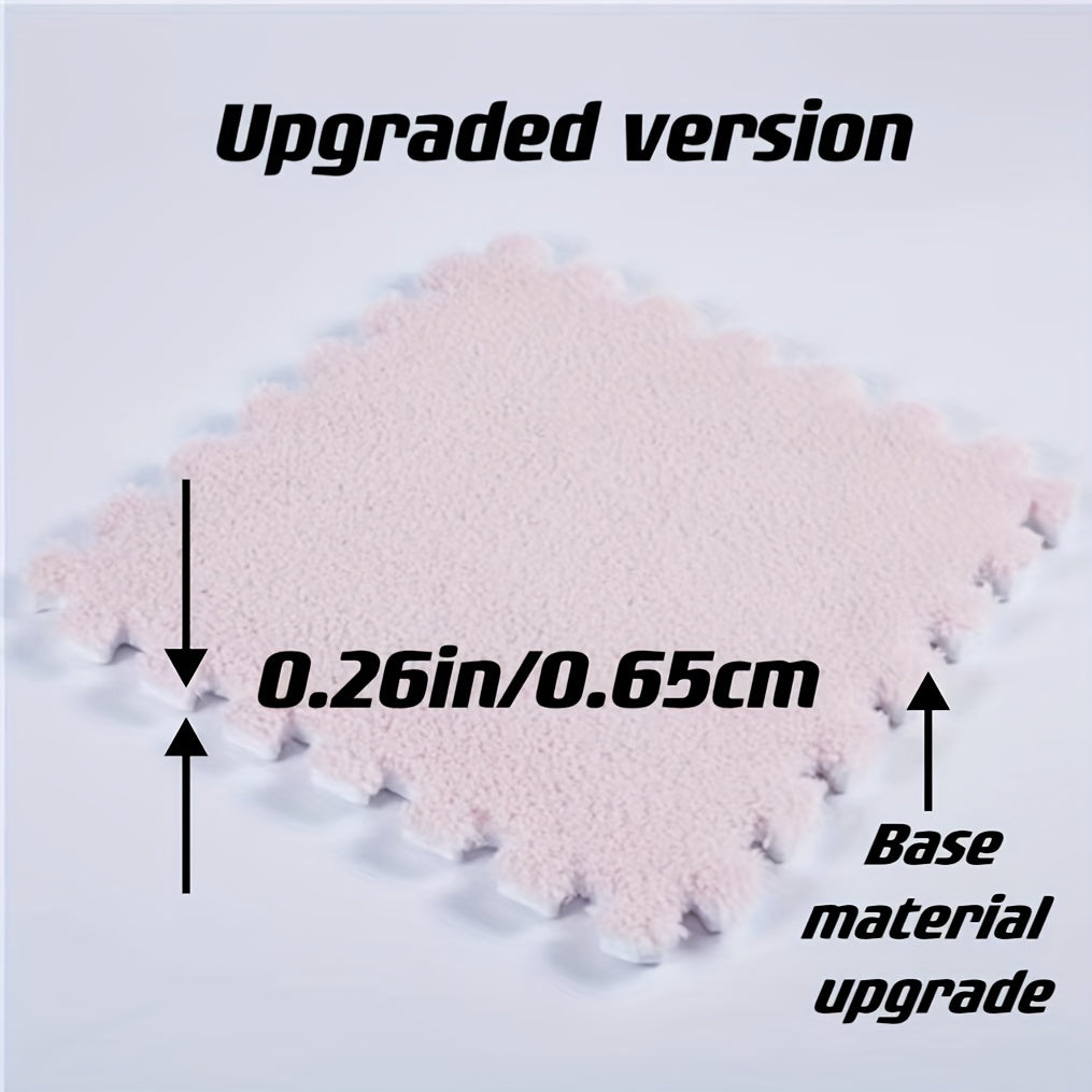 12pcs Pink Foam Puzzle Floor Mat Interlocking Fluffy Soft Climbing Area Rugs