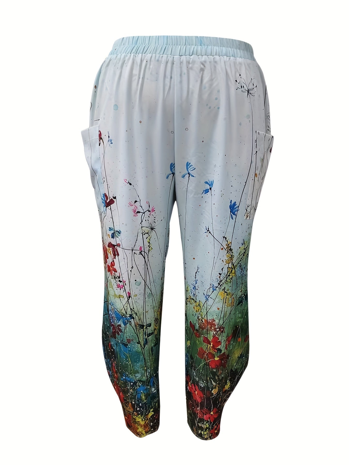 Floral Print Wide Leg Pants Plus Size