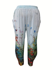 Floral Print Wide Leg Pants Plus Size