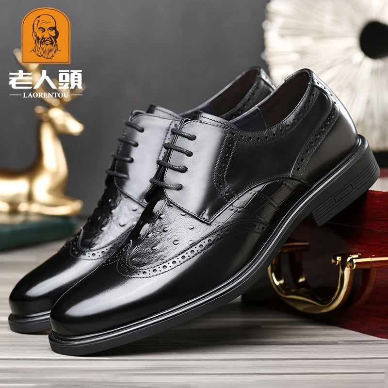LAORENTOU Men's Leather Wingtip Oxford Derby Shoes