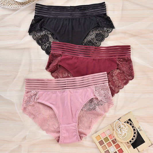 3 Pack Plus Size Underwear Set Women's Plus Lace Underwear Set