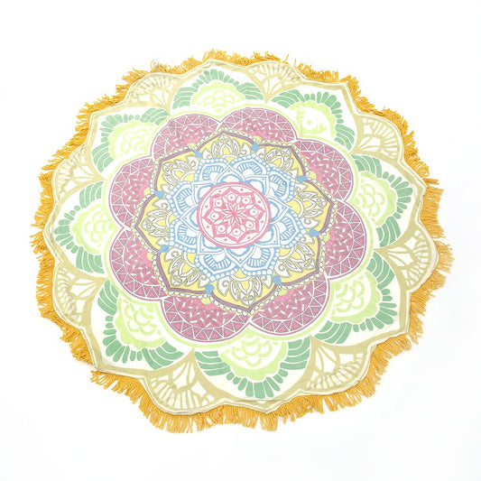 Lotus Figure Yoga Mat & Beach Towel in Yellow & Turquoise