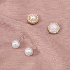 Golden Metal Faux Pearl Scarf Pin Shawl Buckle Women's Cardigan Clip