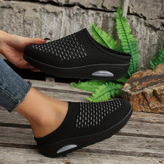 Women's Air Cushion Platform Mules Closed Toe Shoes