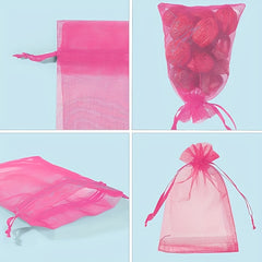 30pcs 18 X 13 Cm Pink Organza Mesh Bags for Wedding Gift, Parties, Festivals