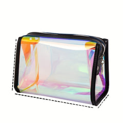 Modern Laser Trapezoidal Makeup Bag Holographic Zipper Storage Bag