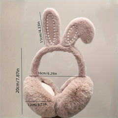 Winter Bunny Ear Warmers Foldable Earmuffs Hand Wash Ladies Accessorie