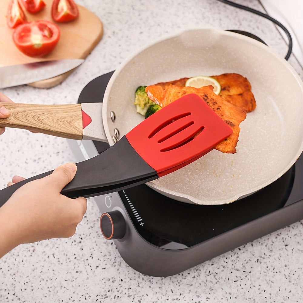 Silicone 3-In-1 Frying Shovel Clip Spatula Leak Shovel