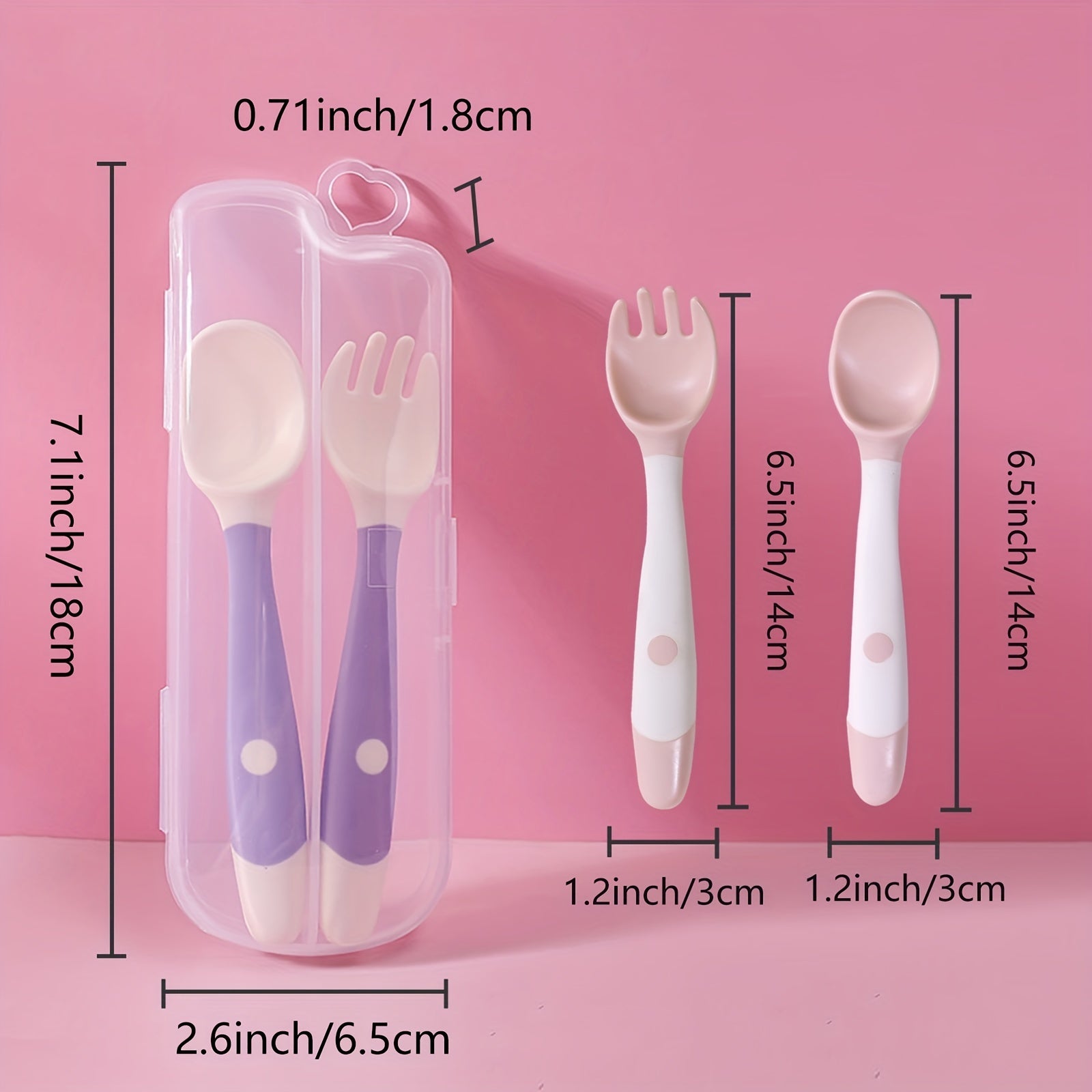 3pcs Baby Fork and Spoon Set with Travel Case Bendable Twist Training Eating