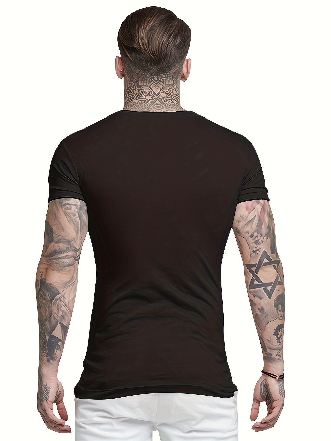 Funny 3D Print Men's Tee Shirt Street Style Stretch Round Neck Casual