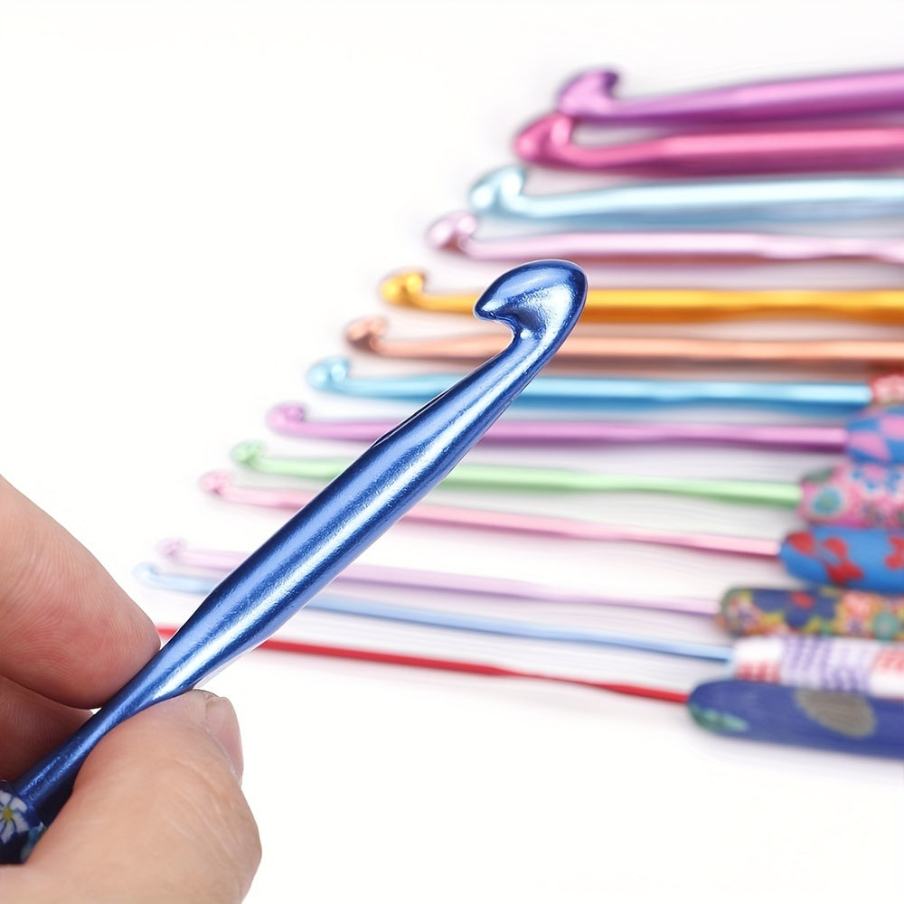14pcs Crochet Hooks Set Aluminum Ergonomic Handle Yarn Craft Gift Women
