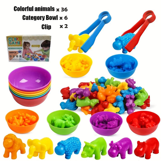 Colorful Sorting Bowl Animal Toy Set for Preschool Learning