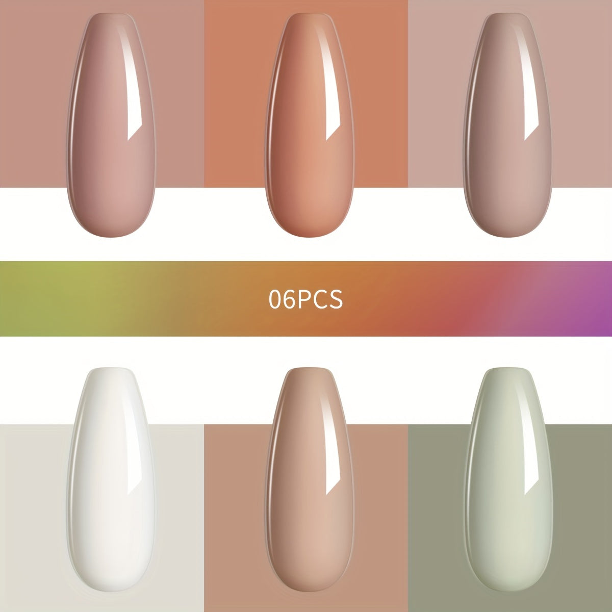 6 Colors Gel Nail Polish Starter Kit Nude Soak Off No Wipe