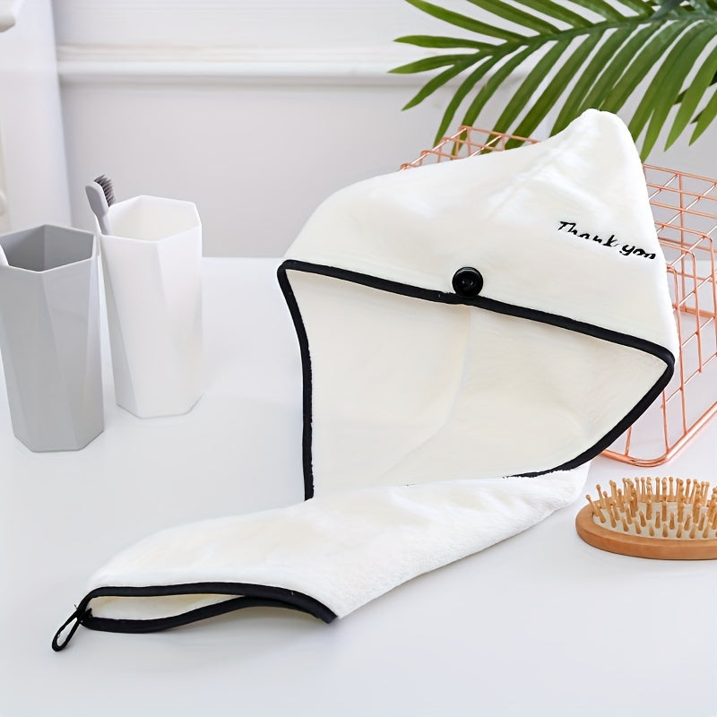 Embroidery Detail Hair Drying Cap Thickened Towel