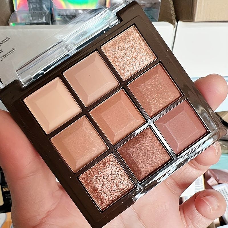9-Color Shimmer Eyeshadow Palette, Natural Ingredients, Long Lasting Makeup