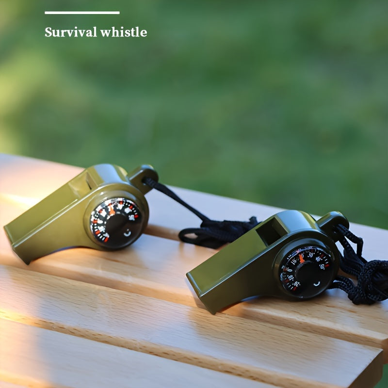 3Pcs Survival Whistle with Compass Thermometer for Outdoor Camping Hiking