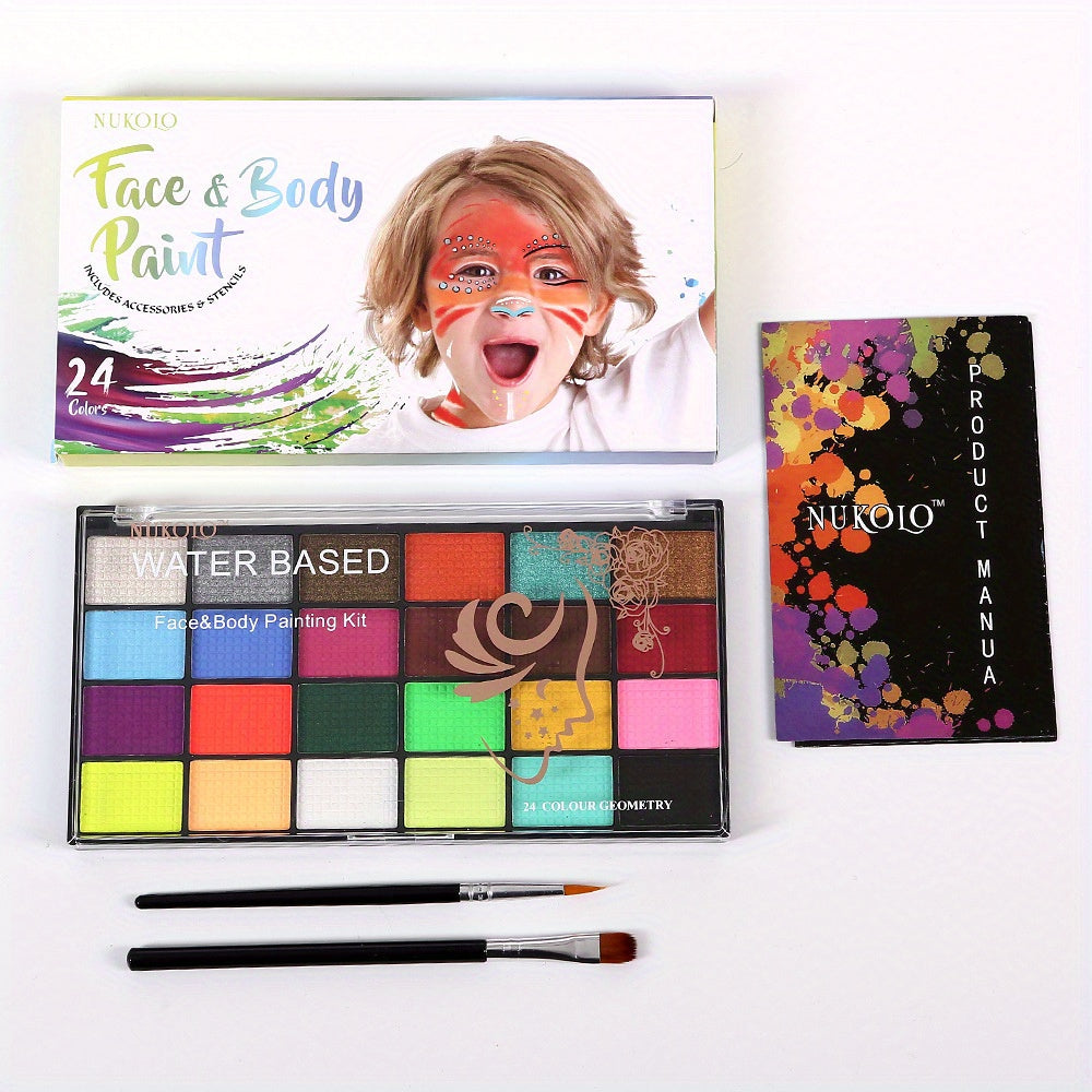 24 Water Soluble Body Paint Face Paint Stage Makeup Christmas Halloween