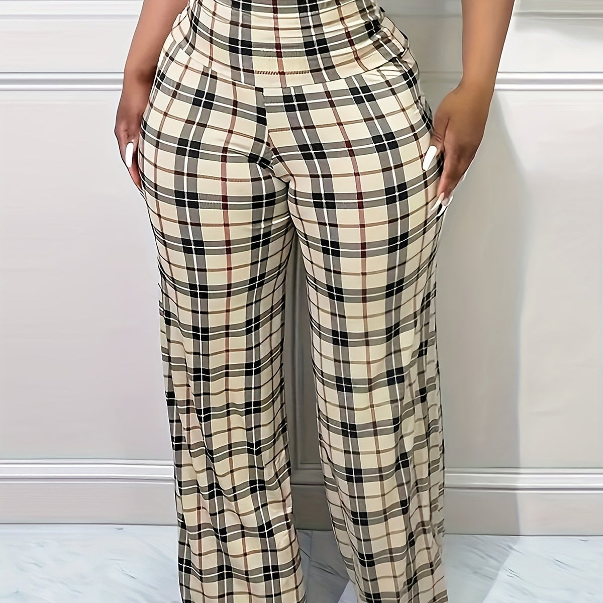Women's Plus Plaid High Rise Tummy Control Pants