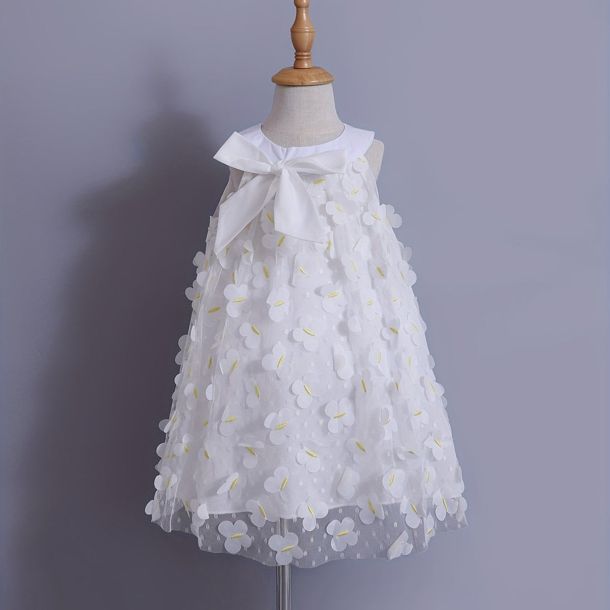 Toddler Girls' Birthday Dress Butterfly Appliques Sleeveless Mesh Princess Dress