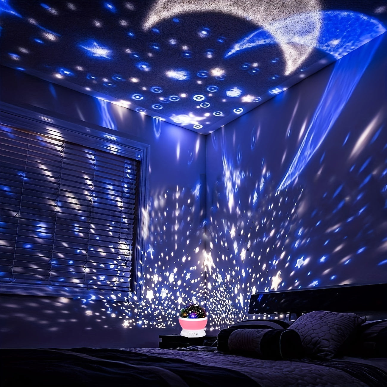 Kids Star Projector Night Light w/ Adjustable Colors & Timer Baby Moon Star Lamp