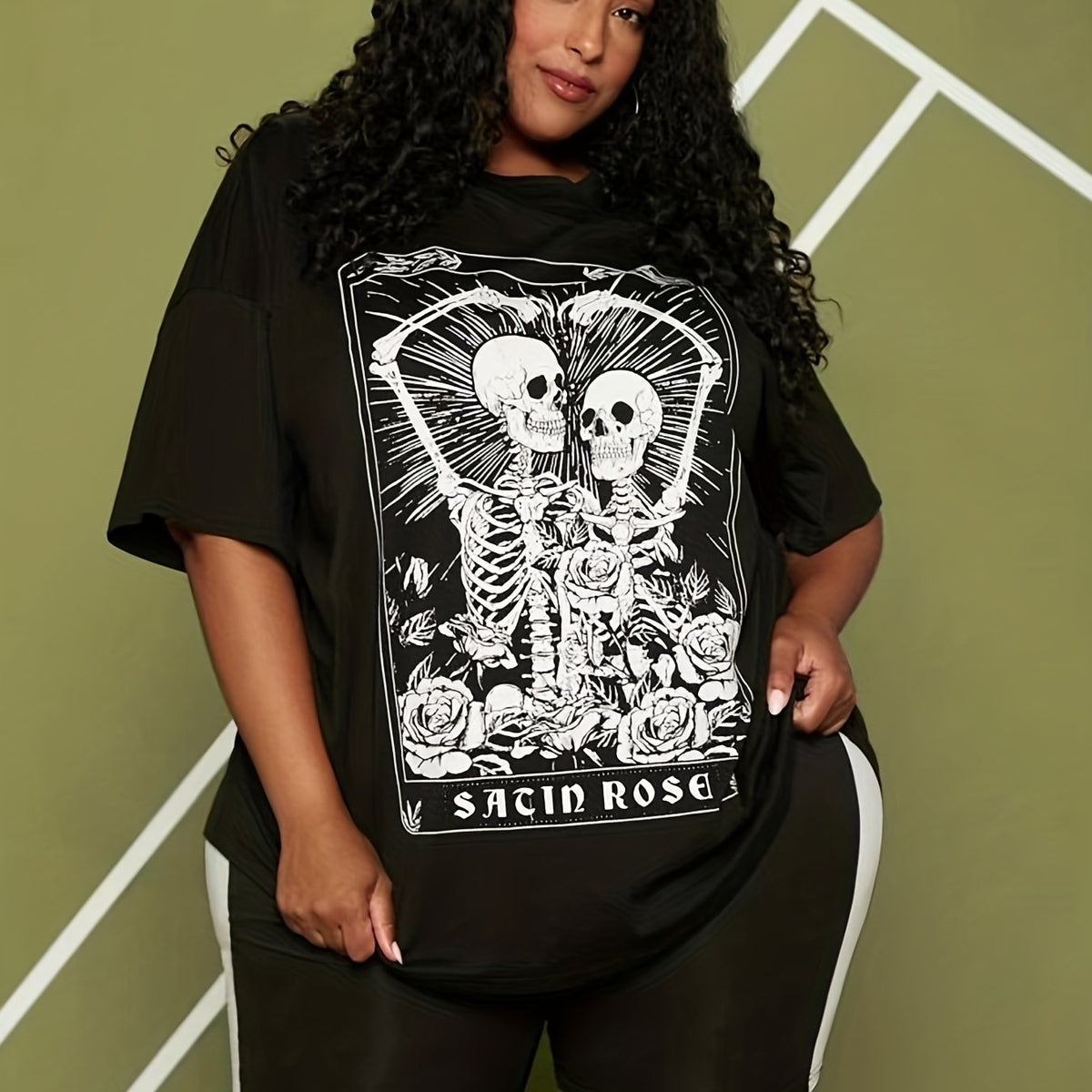  Halloween Skull Print Short Sleeve Sports Top Gym Tee