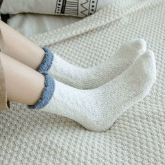 Kids Coral Fleece Solid Plus Fleece Warm Crew Socks
