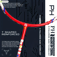 ALPSPORT PH Memorial 5U G4 Max 14 Badminton Racket 100 Full Carbon Fiber