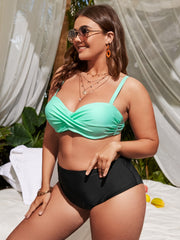  Solid Twist Front Molded Cup Bra & Panty Set
