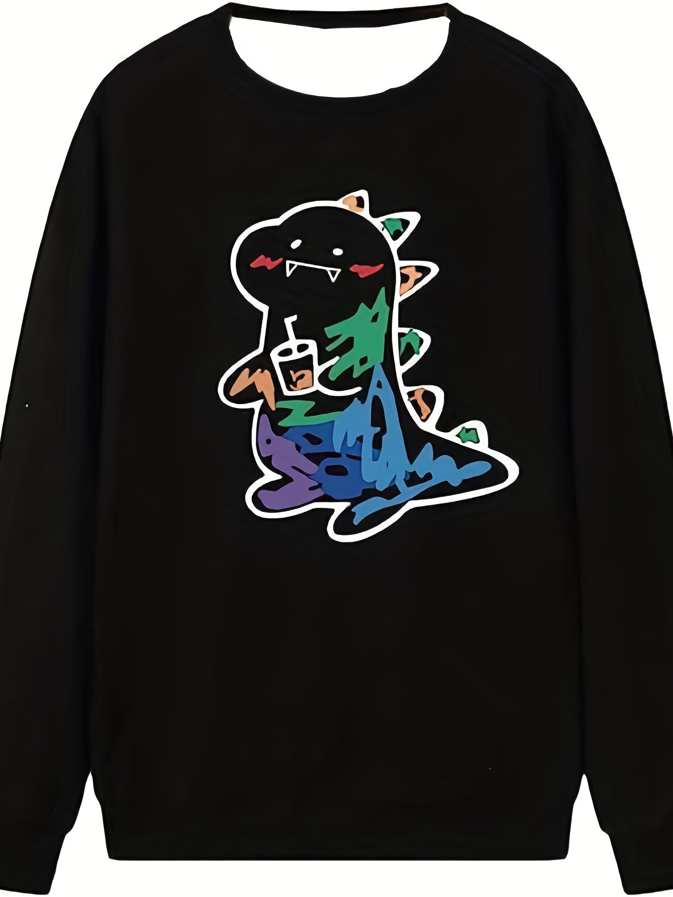 Dinosaur Print Men's Graphic Sweatshirt Loose Pullover