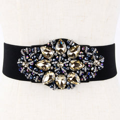 Rhinestone Belt Crystal Buckle Elastic Waistband for Women Girls