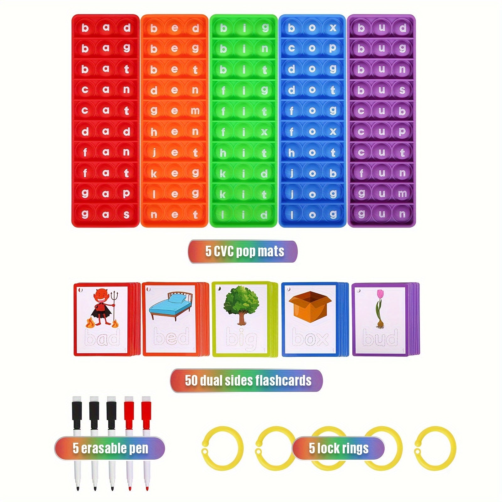 CVC Learning 100 Word Activities Set with Flashcards Phonics Games