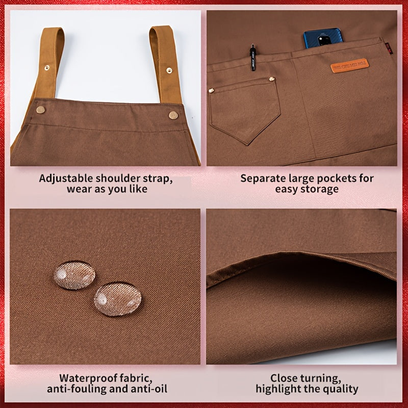 Waterproof Halter Apron with Pockets - Kitchen Home Cooking Work Apron