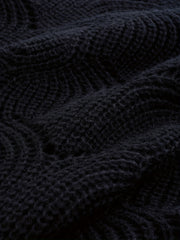  Solid Cable Knit Round Neck Pullover Sweater