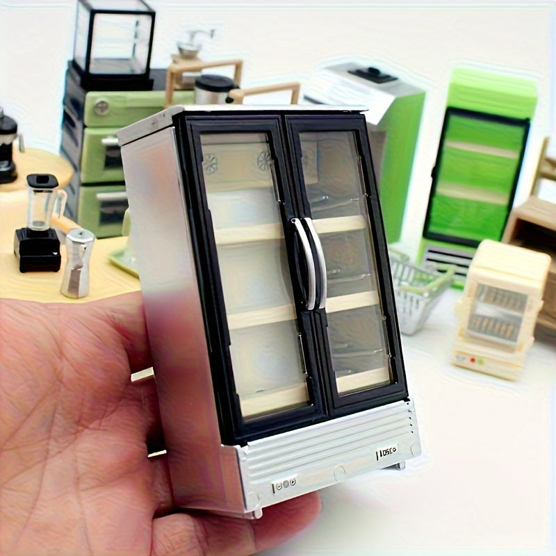 Dollhouse Kitchen Set with Double Door Refrigerator for Room Decoration